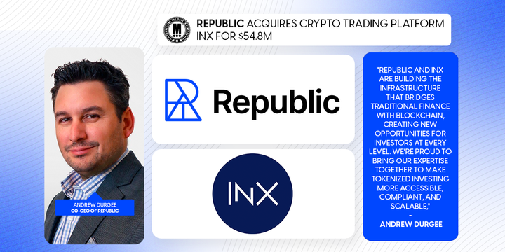 Republic Acquires Crypto Trading Platform INX for $54.8M